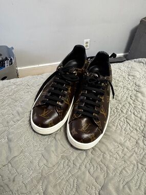 Louis Vuitton Brown Monogram Low-Top Sneakers with White Soles